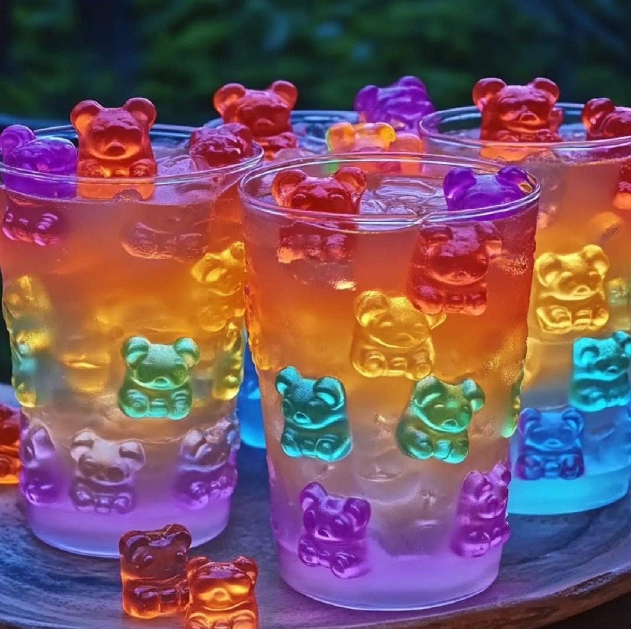 مدل ژله یلدایی لیوانی ساده برای بچهها با تزیین پاستیل 1