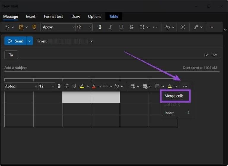 نحوه درج جدول در اوت لوک 3
