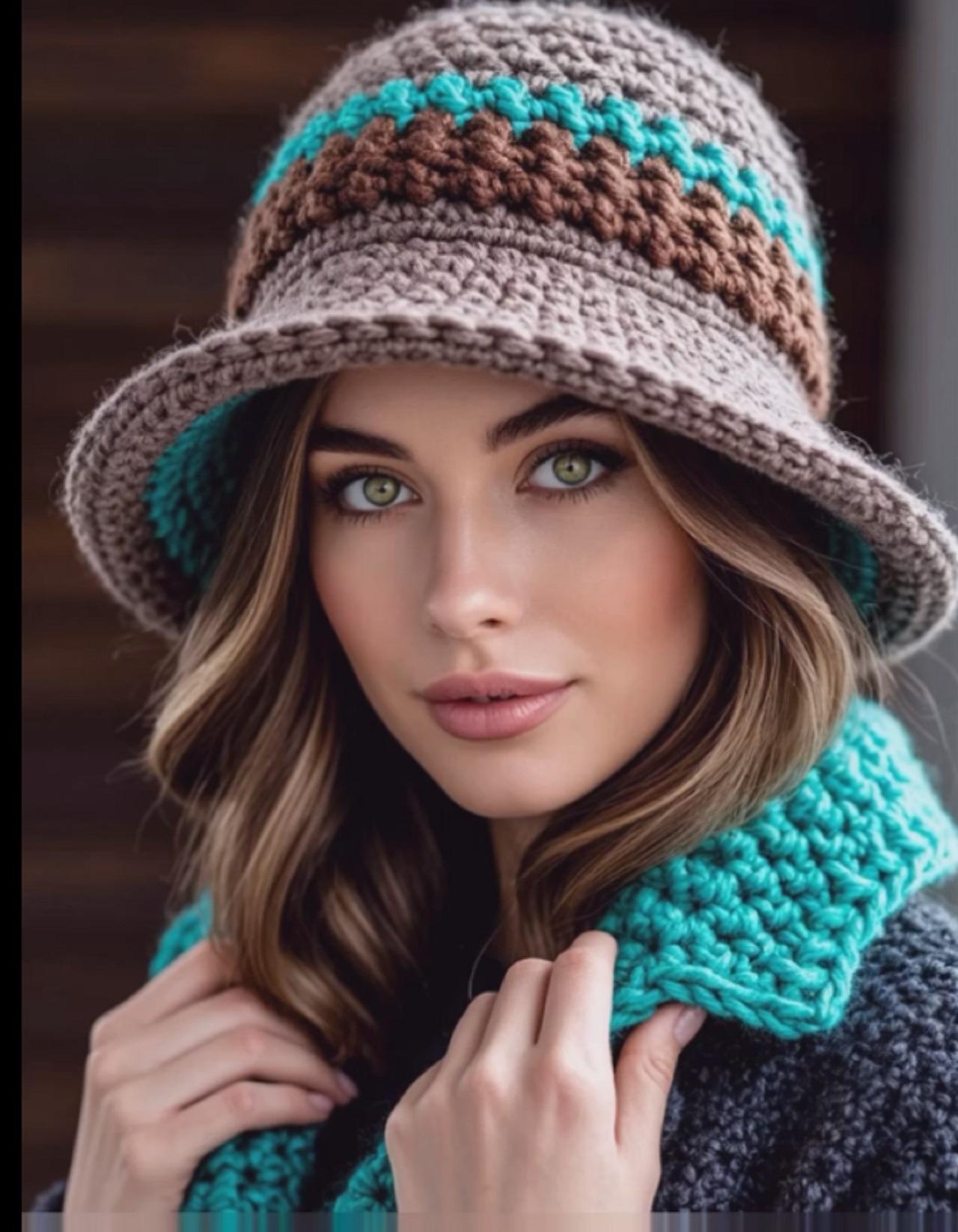 مدل کلاه بافتنی دخترانه با دو میل 2