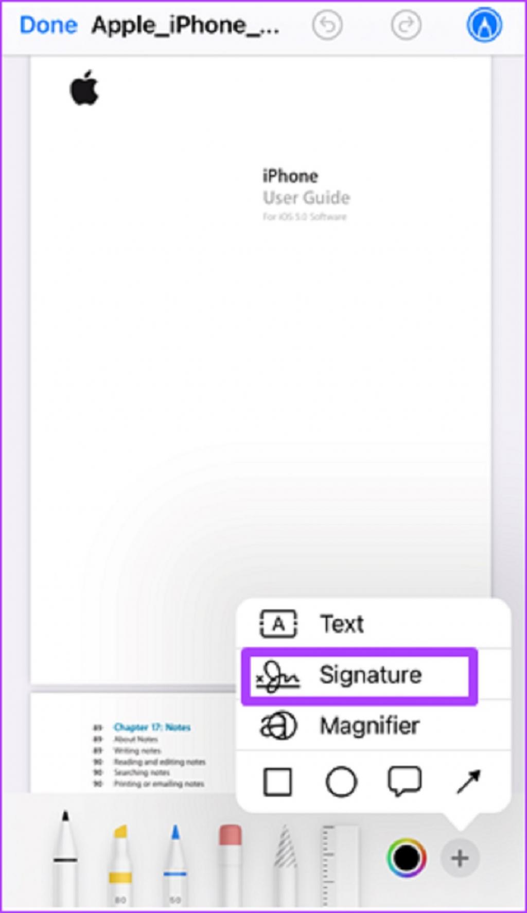 نحوه درج امضا در PDF با استفاده از برنامه iPhone Files