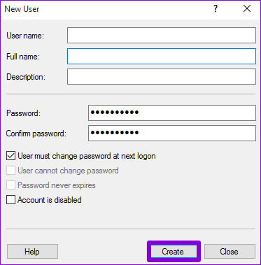 یک حساب کاربری محلی در ویندوز 11 با computer management 3