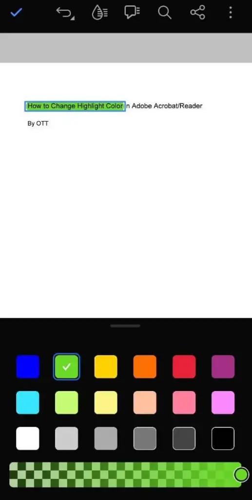 نحوه تغییر رنگ هایلایت در Adobe Acrobat Reader Mobile 2