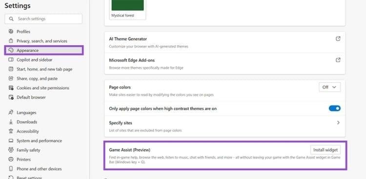 نحوه تنظیم قابلیت Game Assist در مرورگر Microsoft Edge 3