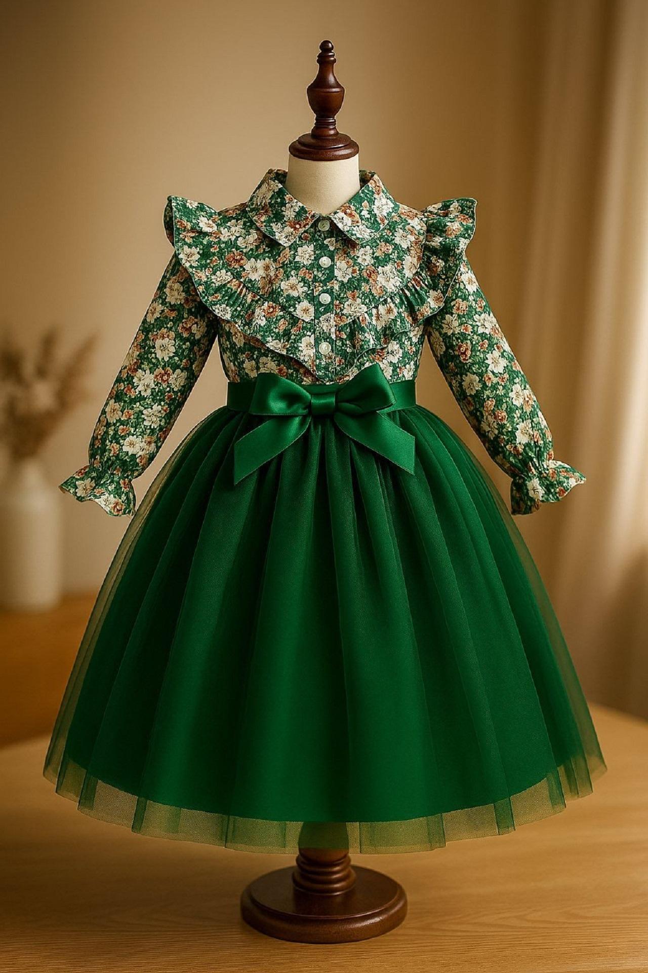 مدل لباس شب یلدا دخترانه سبز دو تکه 