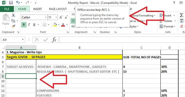 نحوه درج ردیف در MS Excel از طریق کیبورد ویندوز 4