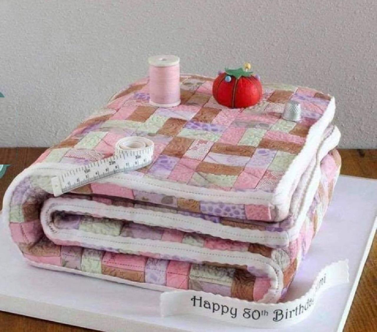 مدل کیک‌ روز خیاط مدل پتو چهل تیکه