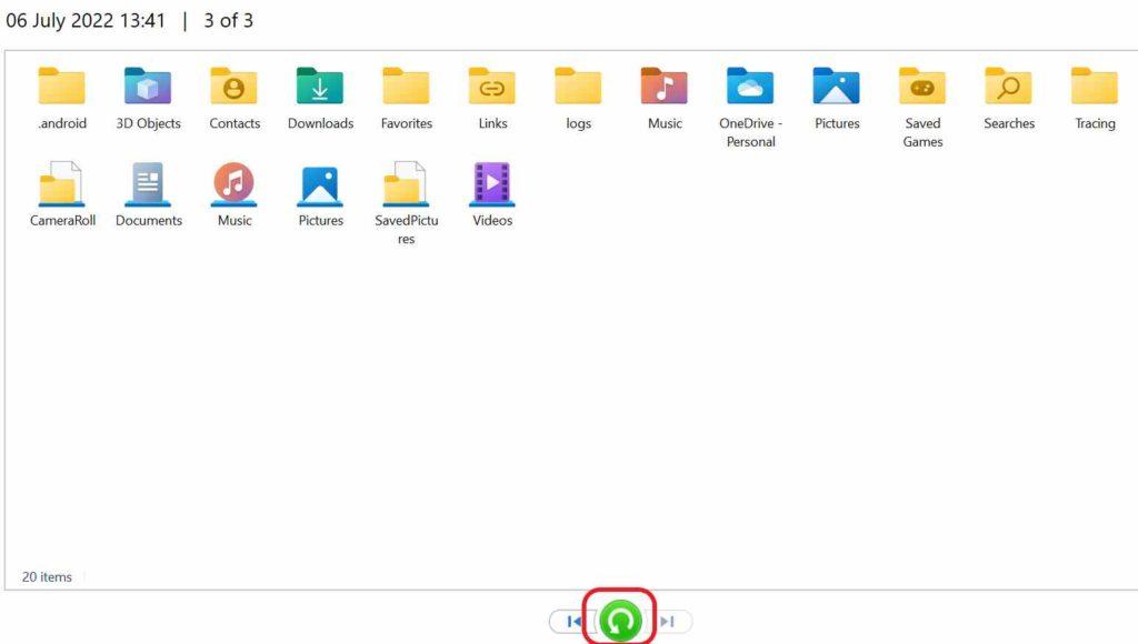  بازیابی فایل های از دست رفته با استفاده از windows backup file history5