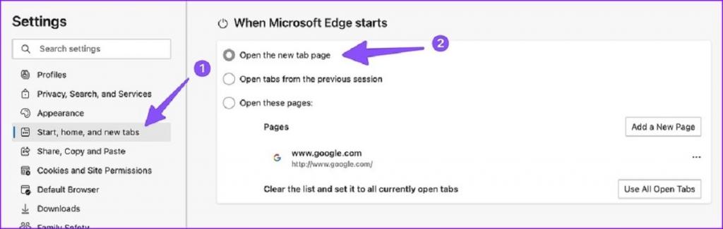 نحوه تغییر راه اندازی در مرورگر Microsoft Edge