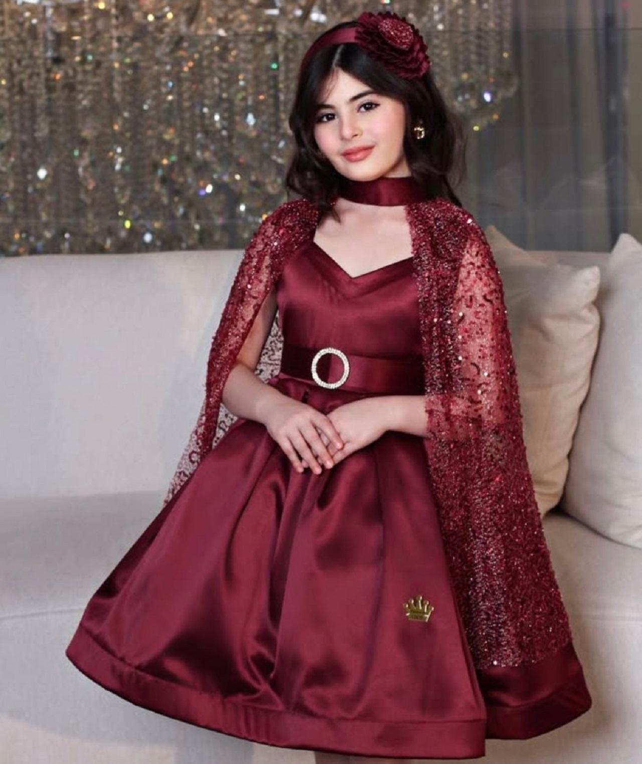 مدل لباس شب یلدا بچه گانه دخترانه قرمز ساتن