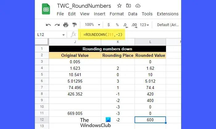 نحوه گرد کردن اعداد در Google Sheets