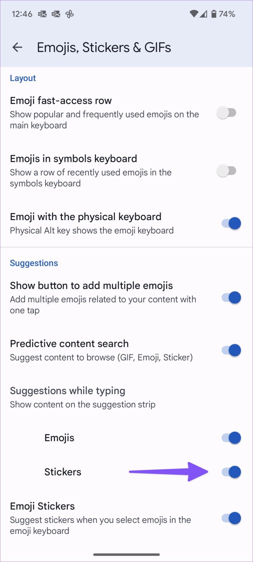 فعالسازی استیکرهای GBOARD3