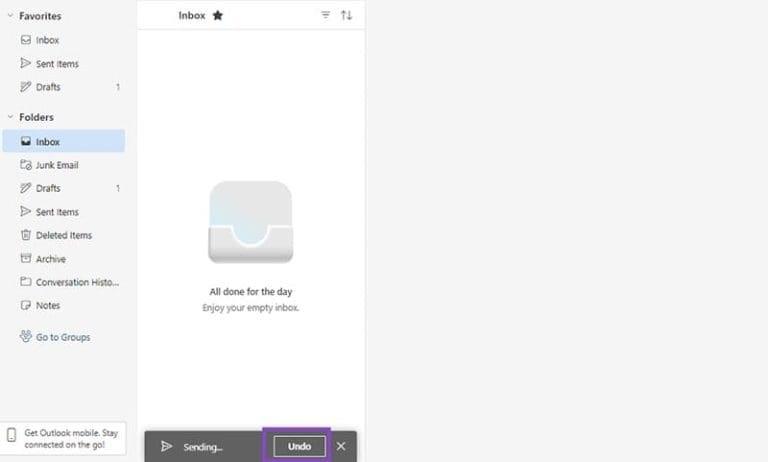 نحوه لغو ارسال نامه Outlook 15