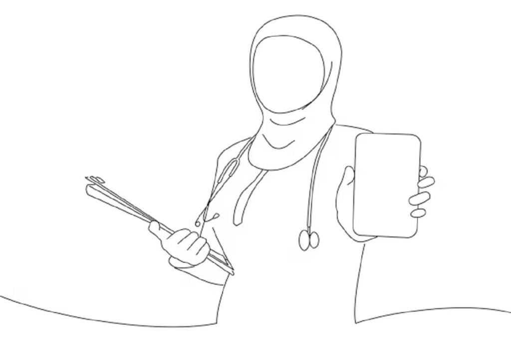 نقاشی پرستار با حجاب 6