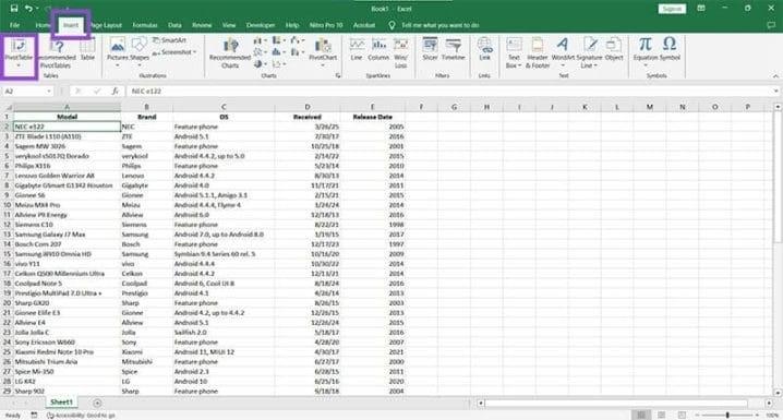 نحوه ایجاد فیلتر تایم‌لاین در اکسل 1