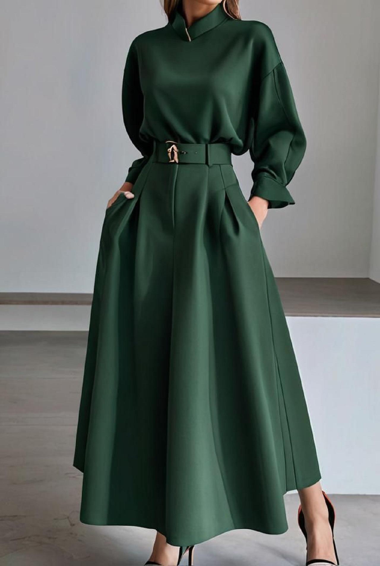 مدل لباس یلدایی عروس دامن شلواری سبز رنگ