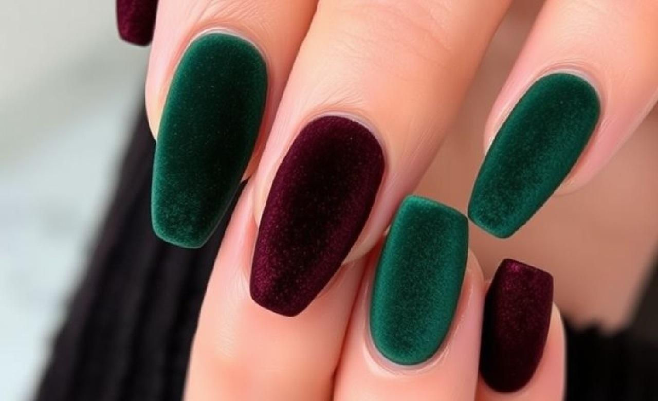 مدل ناخن یلدایی ترند مخملی