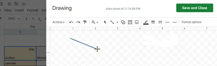 شیدن خط کج در گوگل شیت با استفاده از ویژگی Drawing 3