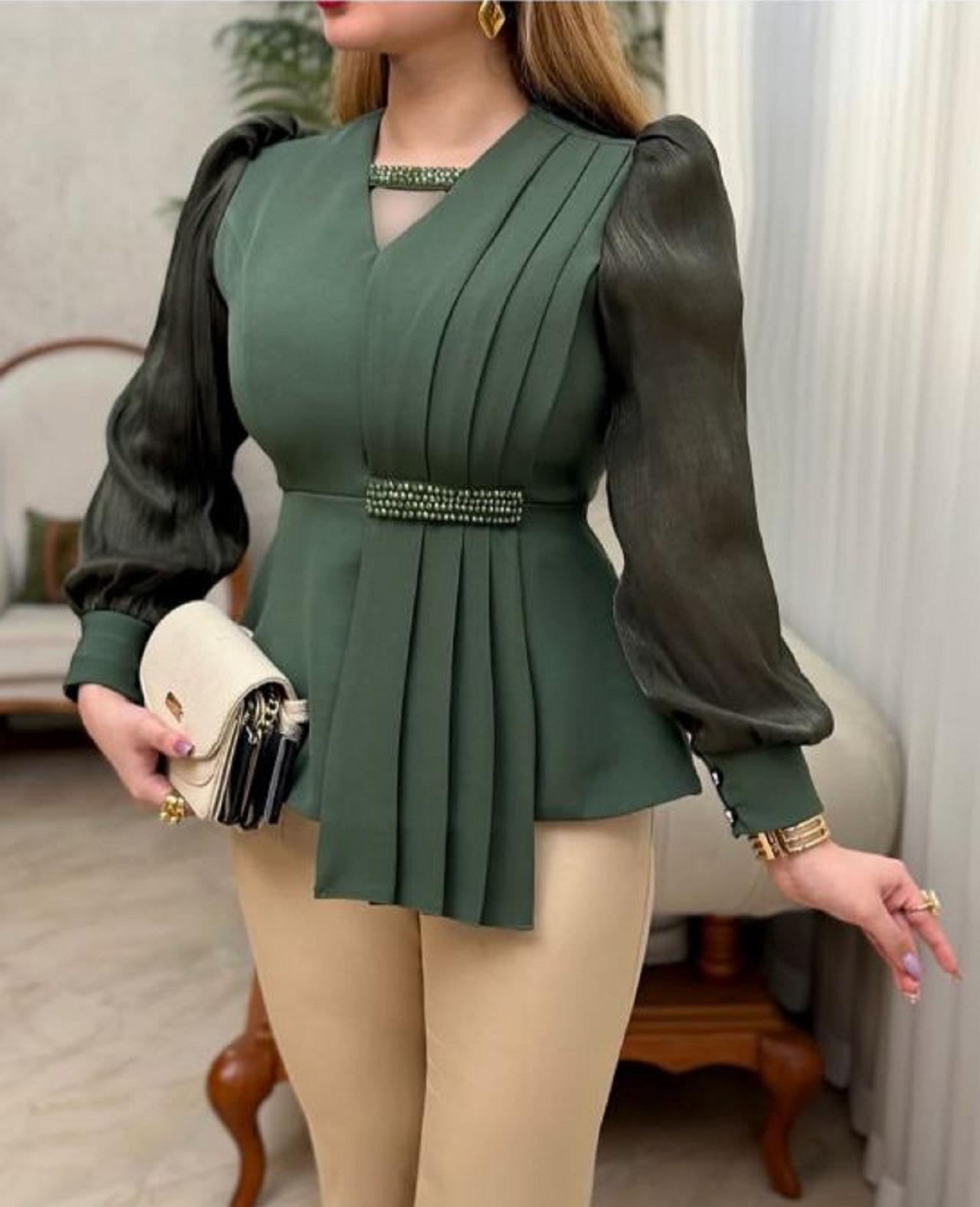 مدل شومیز زنانه و دخترانه یقه هفت پیلی دار