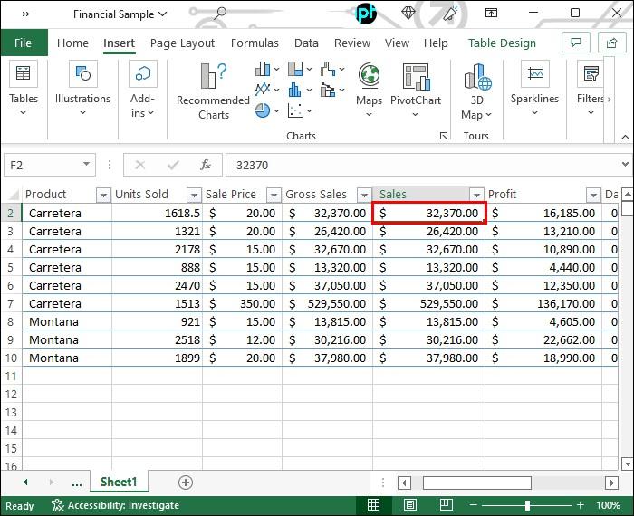 محاسبه درصد تغییرات Excel Pivot Table1