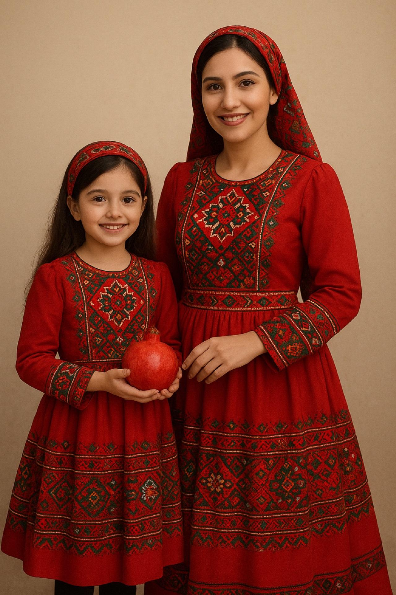 مدل لباس یلدایی ست مادر دختری سنتی 1