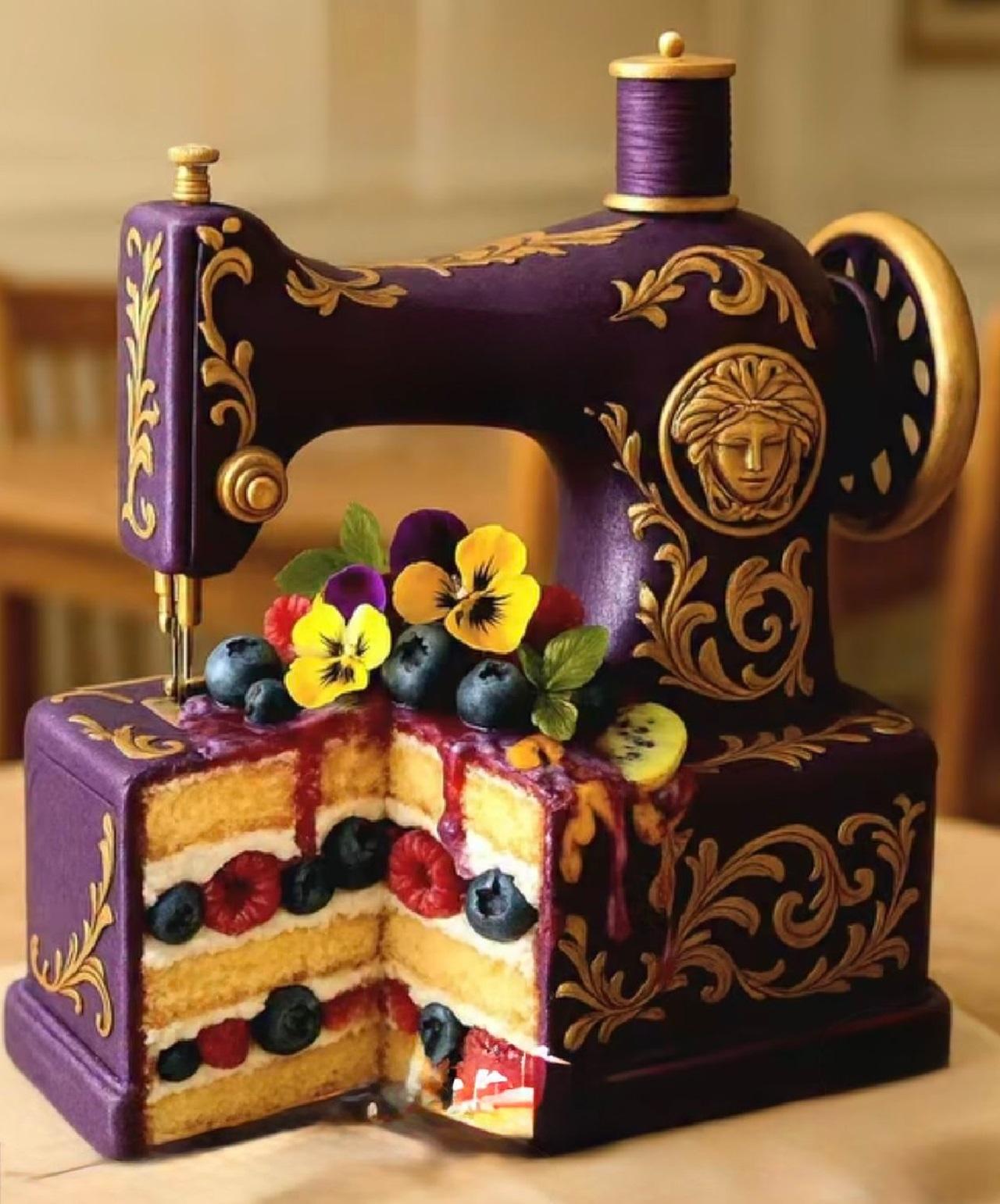 مدل کیک روز خیاط مدل چرخ خیاطی
