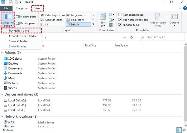 نحوه رفع مشکل ناپدید شدن نوار کناری سمت چپ File explorer 2