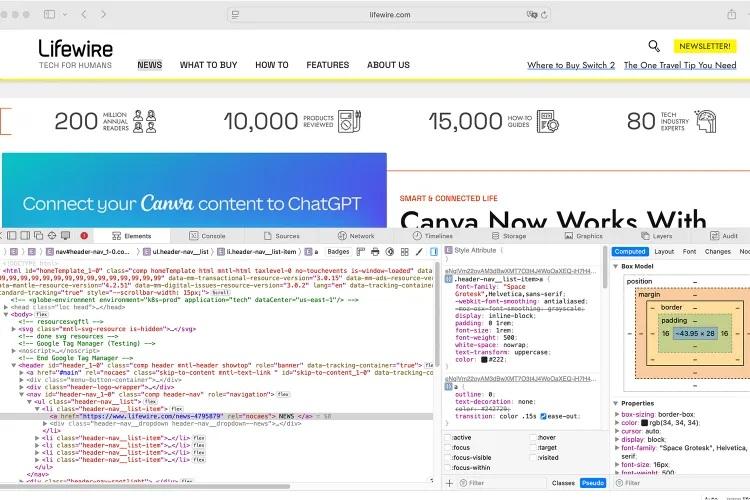 نحوه استفاده از قابلیت Inspect Element در مک 4