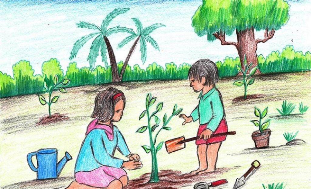نقاشی روز درختکاری دخترانه 8