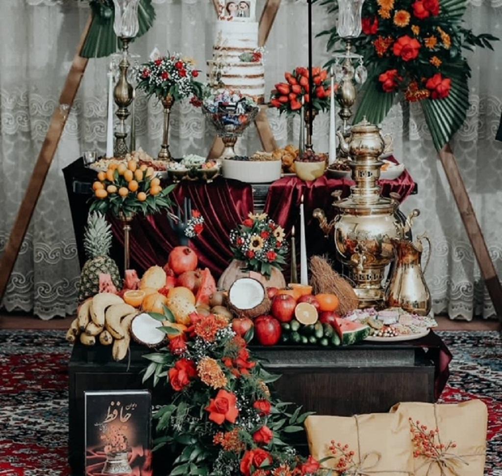تزیین شب یلدا برای عروس ساده