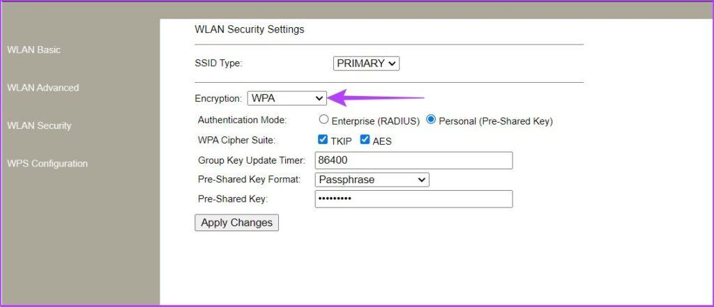 تغییر پروتکل امنیتی برای احراز هویت وای فای 2