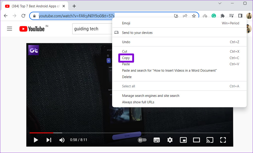نحوه گذاشتن فیلم در ورد1