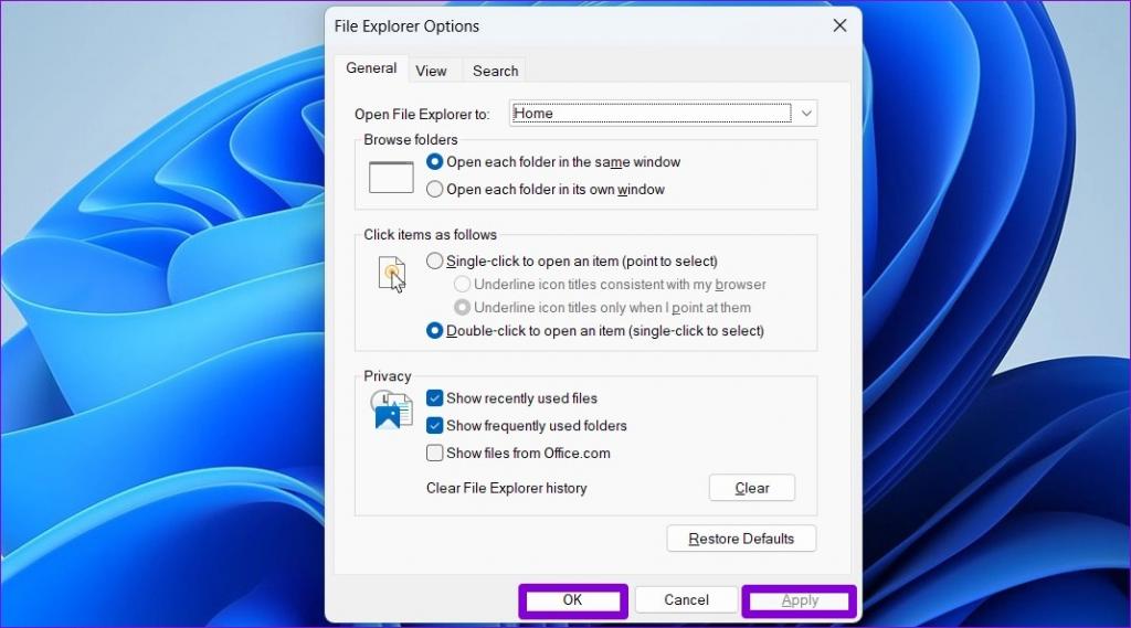 بررسی گزینه های File Explorer