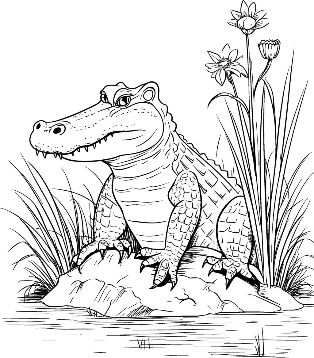 نقاشی تمساح برای رنگ آمیزی 1