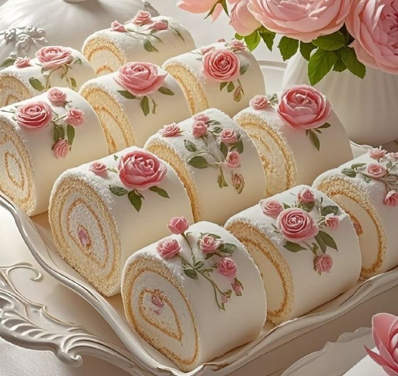 مدل مینی کیک روز مادر زیبا به شکل رولت