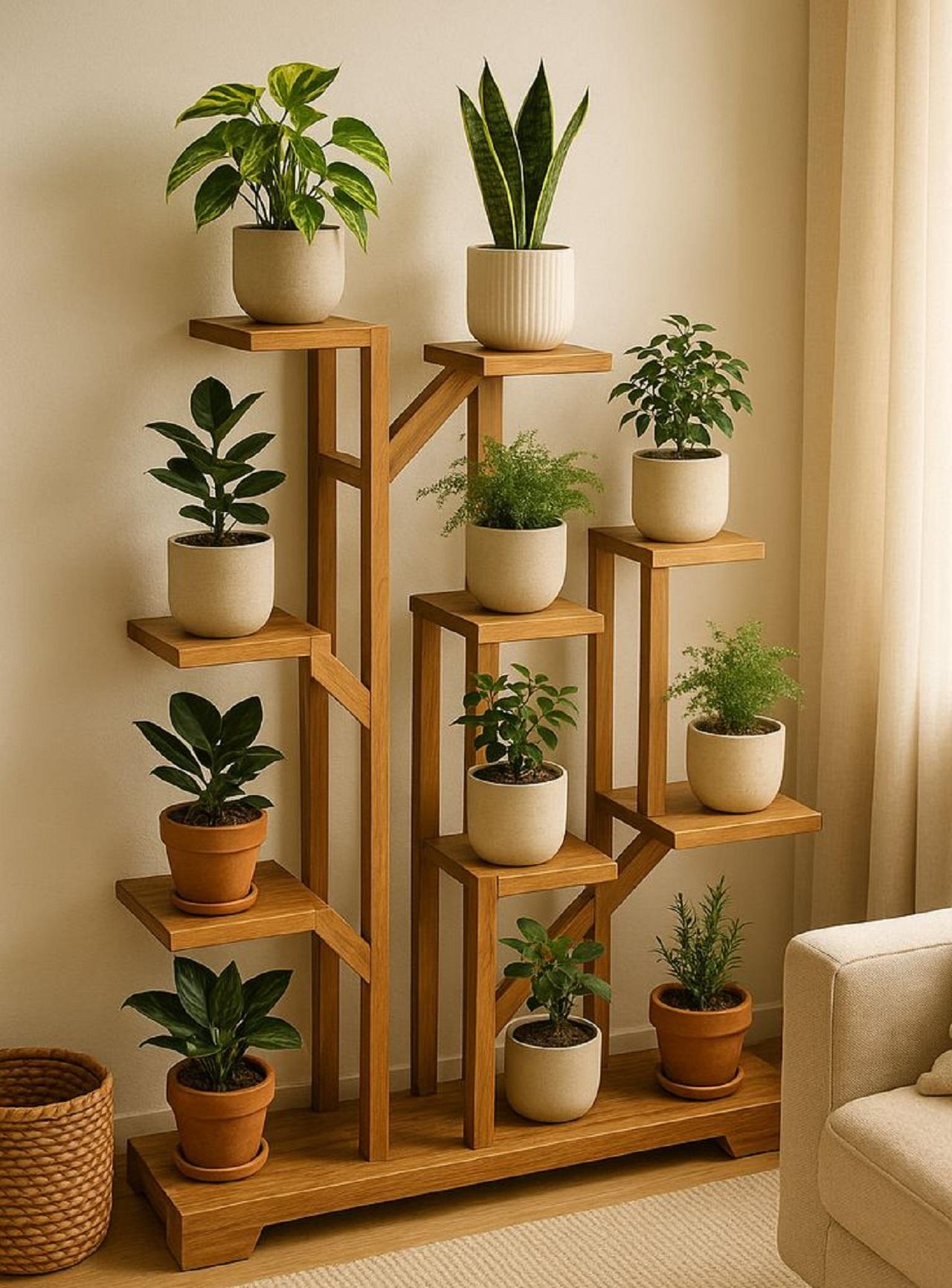 مدل استند چوبی گلدان  3