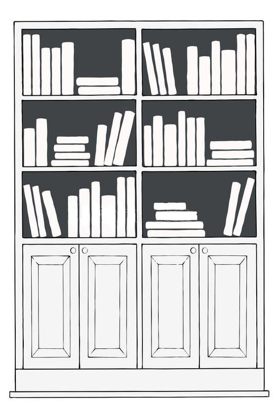  4 نقاشی کتاب و کتابخانه ساده 