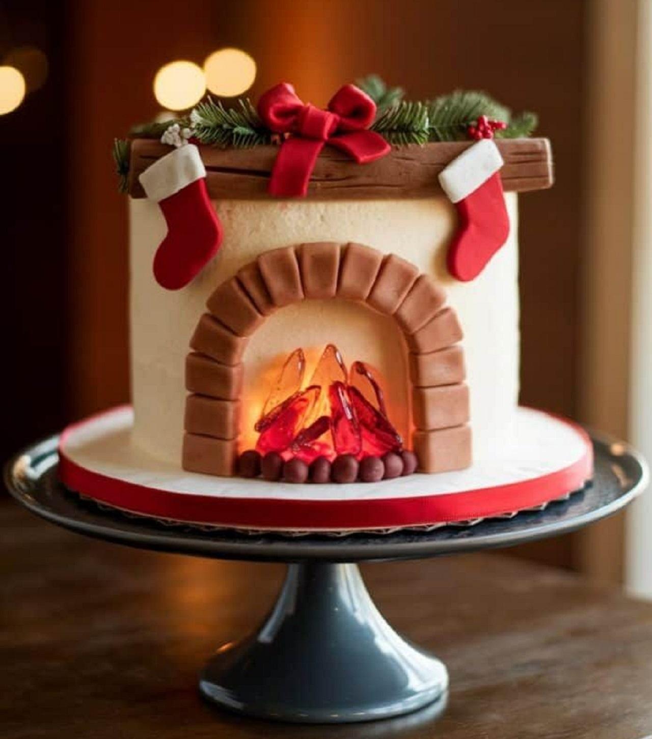 مدل کیک کریسمس با المان های کریسمس 2