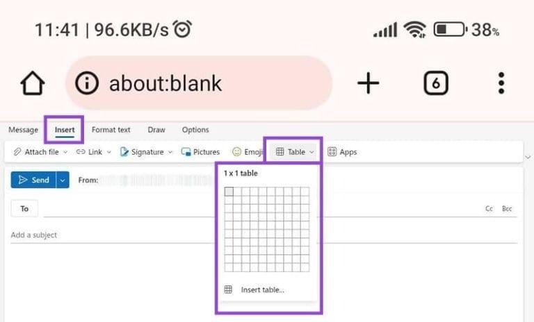 نحوه درج جدول در اوت لوک 9