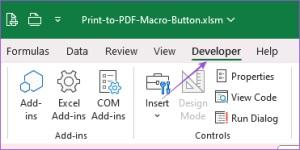 نحوه ساخت دکمه پرینت به PDF در مایکروسافت اکسل 16
