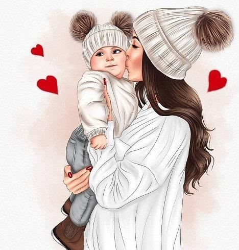نقاشی روز مادر ساده و زیبا کودکانه 15