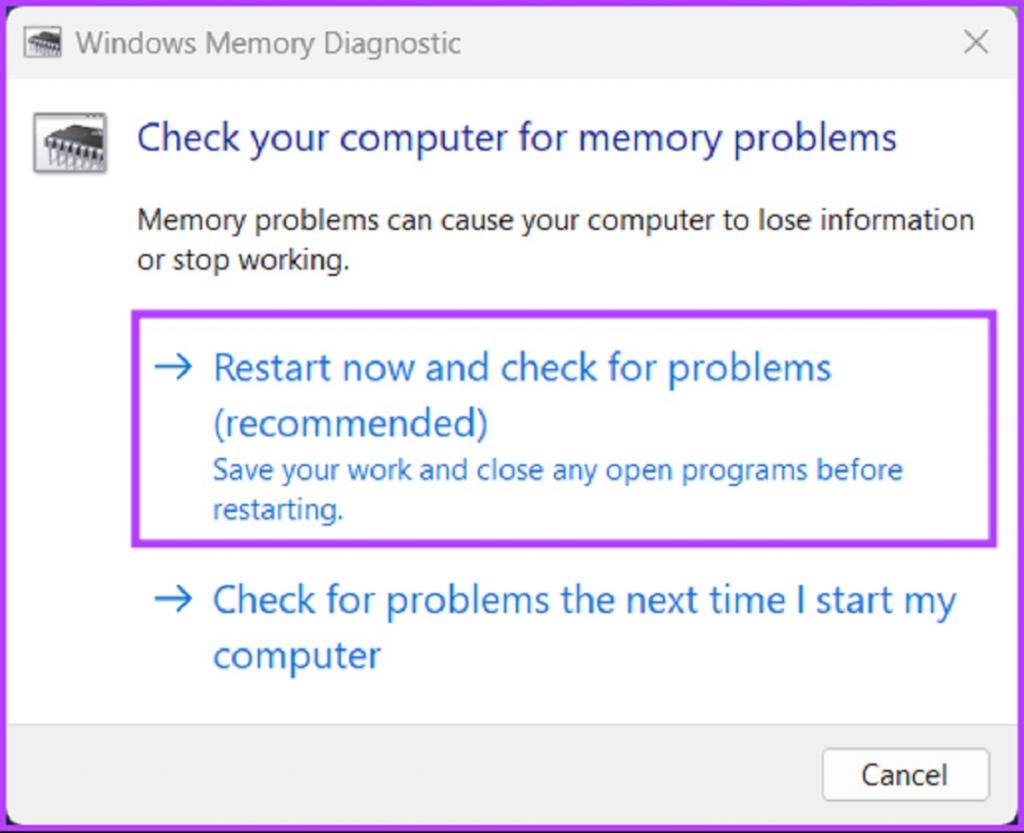  از ابزار Windows Memory Diagnostic Tool استفاده کنید