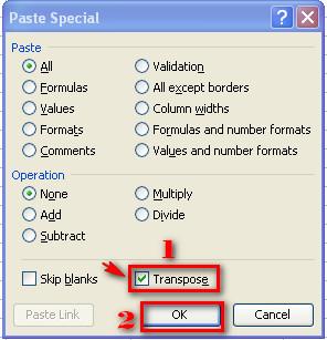  transpose علامت زدن 