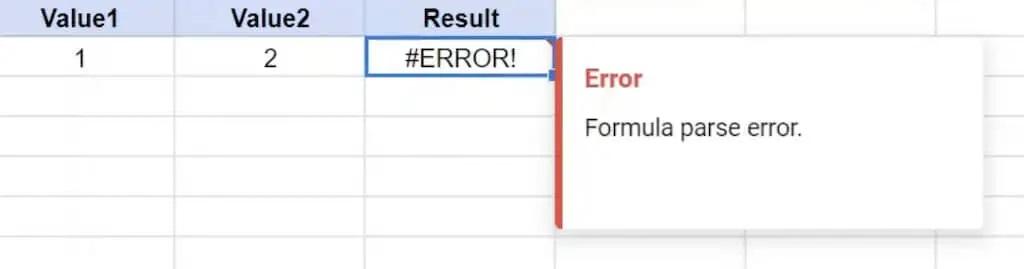 رایج ترین خطاهای تجزیه فرمول در Google Sheets 7