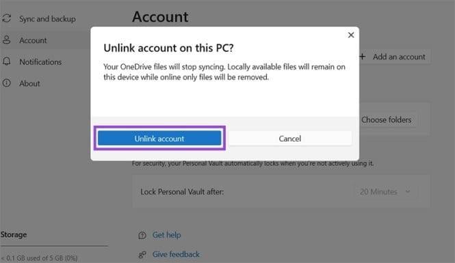 نحوه قطع کامل ارتباط OneDrive 2