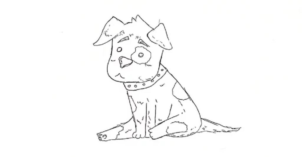 کشیدن توله سگ کارتونی در حالت نشسته