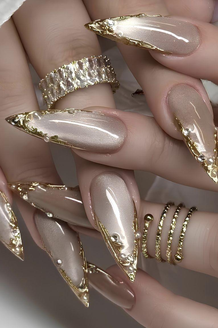 مدل ناخن کروم جواهری 4