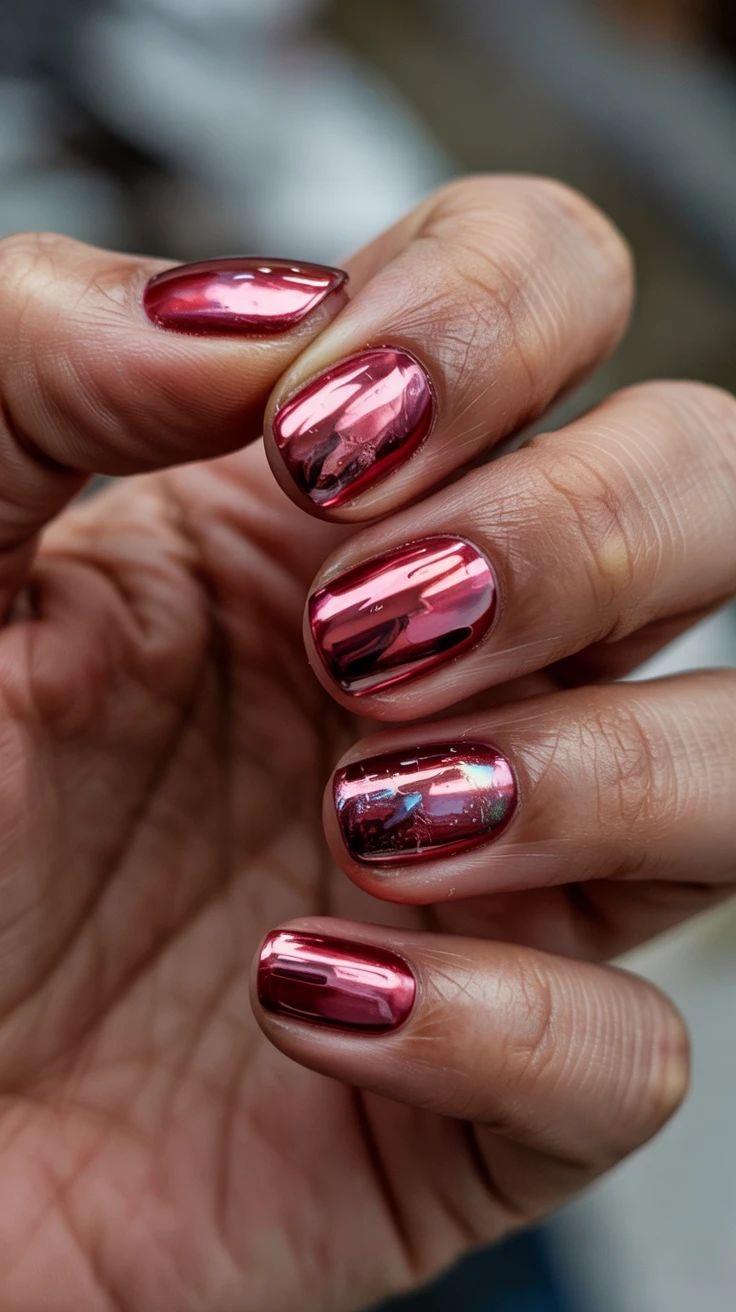 مدل ناخن کروم قرمز 2