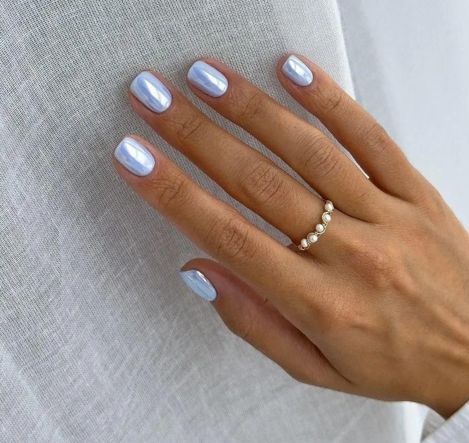 مدل ناخن کروم آبی 1