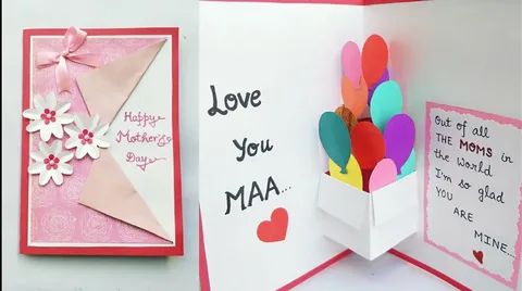 ساخت کارت پستال روز مادر با کاغذ رنگی 5