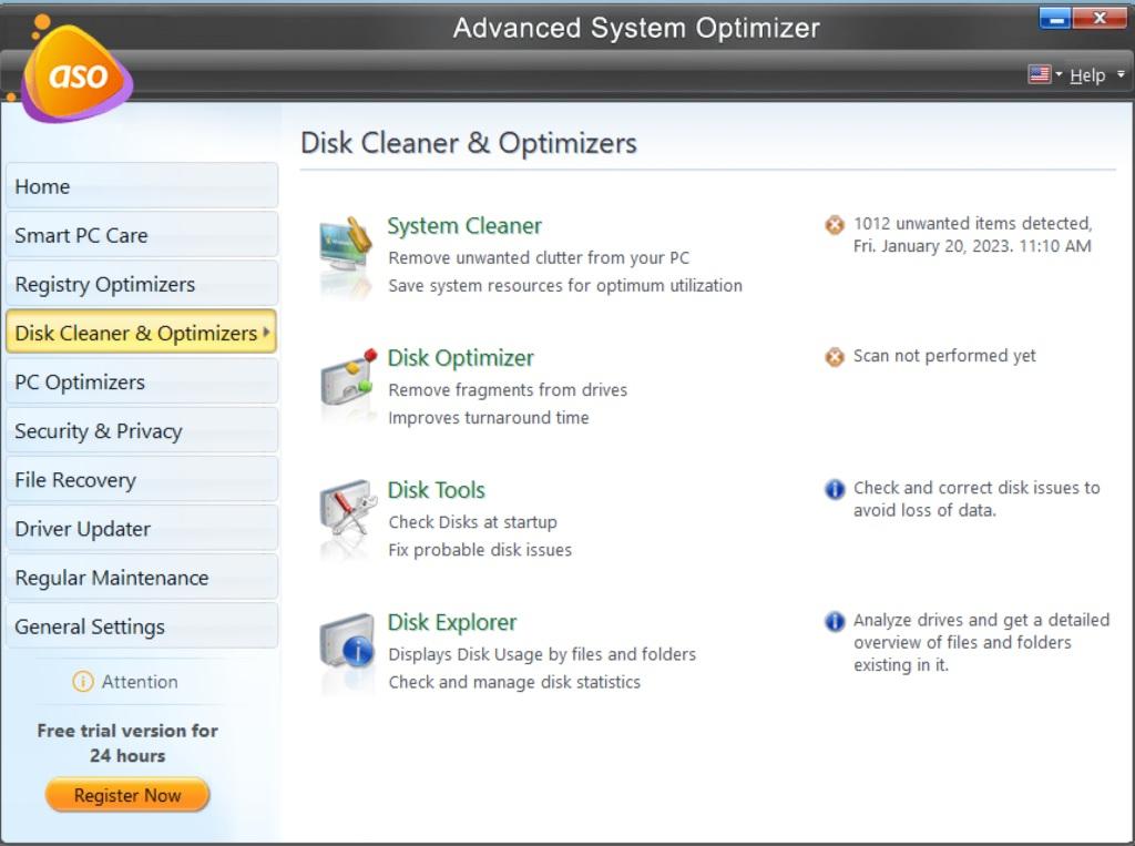 حذف فایل های ناخواسته و موقت با استفاده از ابزار Advanced System Optimizer 